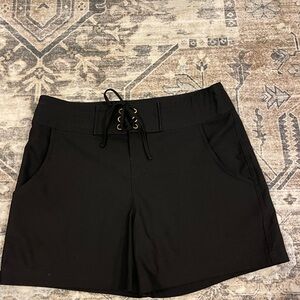 La Blanca Black High Waist Lace-Up Shorts